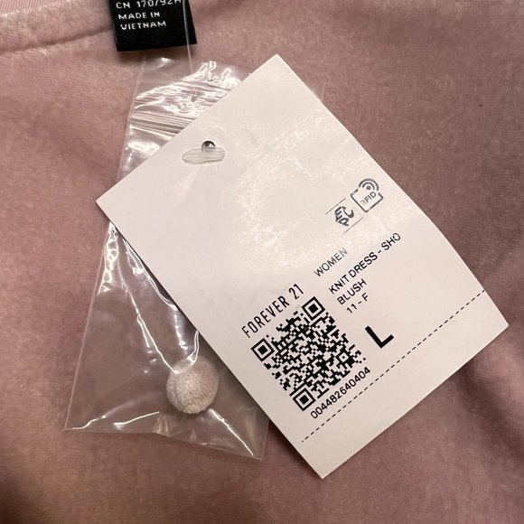 NWT FOREVER 21 Womens L Blush Pink Ruffle Hem 3/4 Sleeve Button Back Dress - Picture 6 of 12